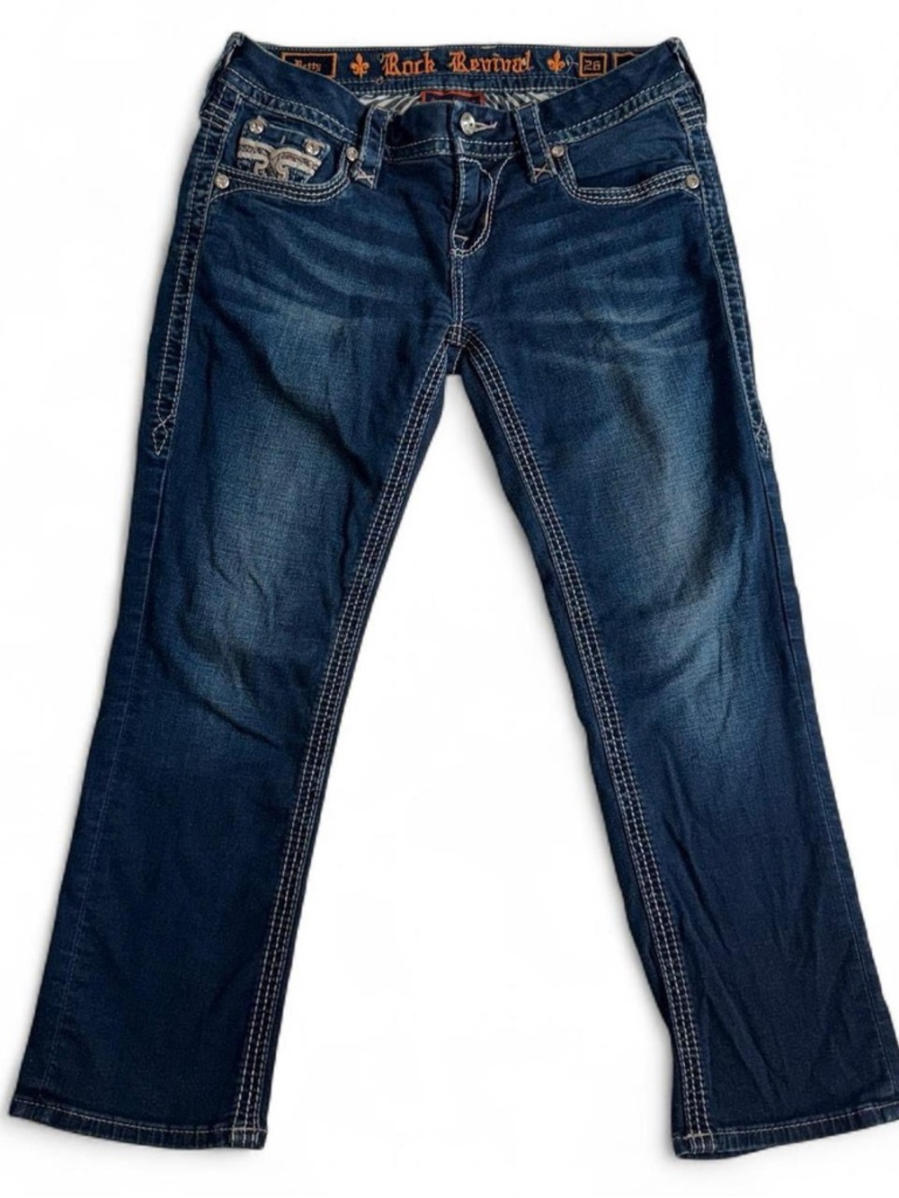 Rock Revival Women's Dark Blue Straight Cropped Jeans - 26